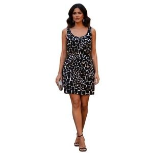 White House Black Market Black & White Geometric Mini Dress